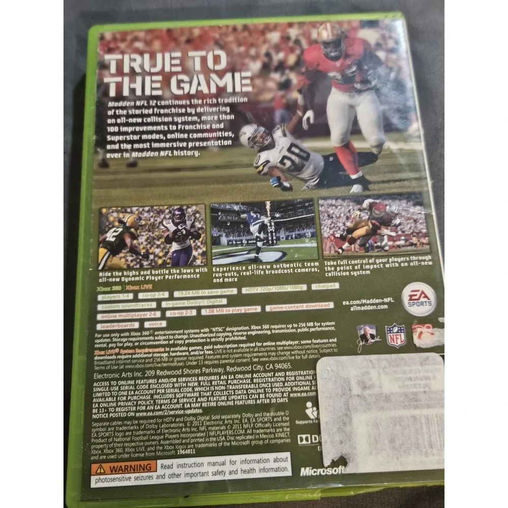 Madden NFL 12 EA Sports Microsoft‎ Xbox 360 Football Game Peyton Hillis Cover